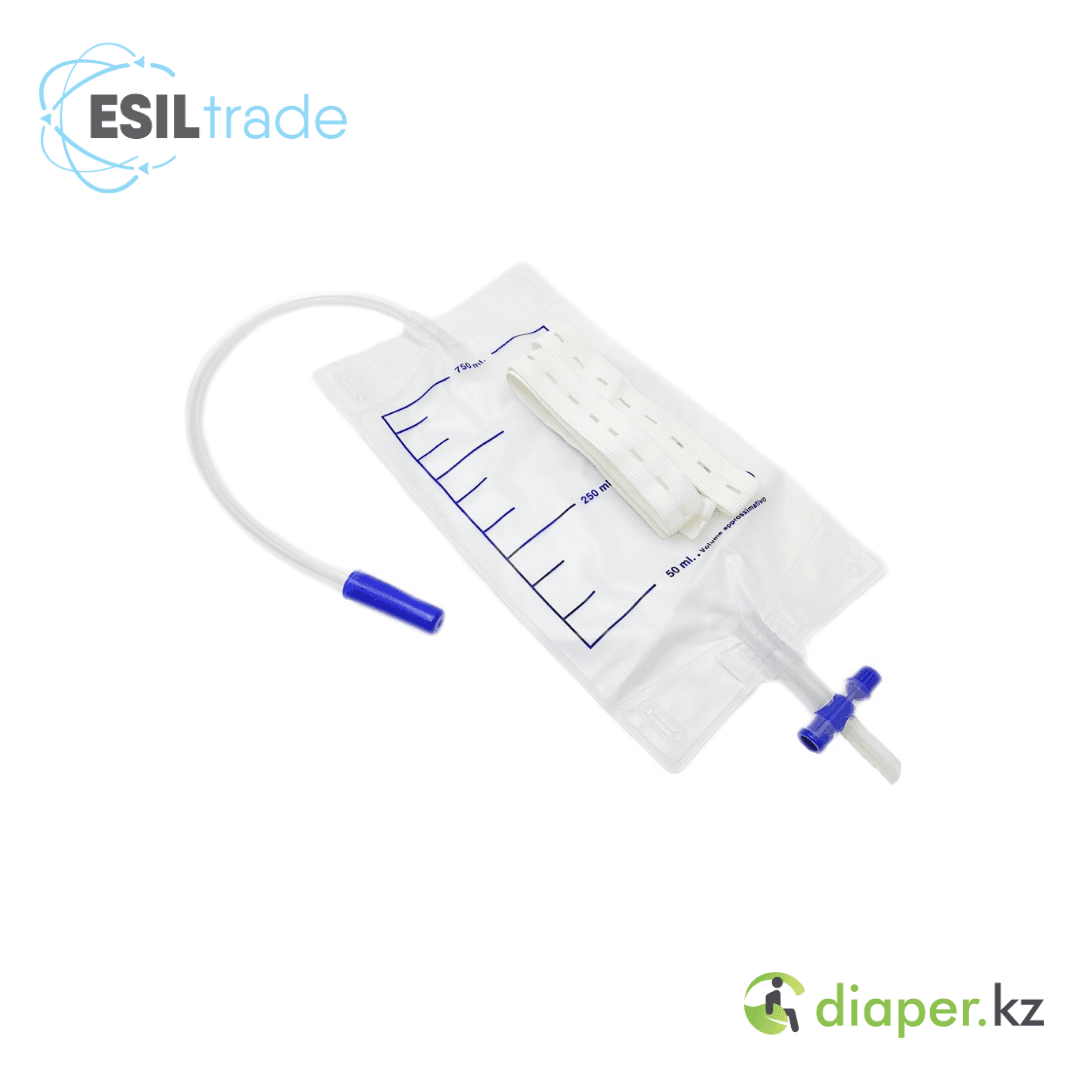 Мочеприемник Biocare ножной, 750 мл Т-образный клапан, трубка 30 см с ремешками