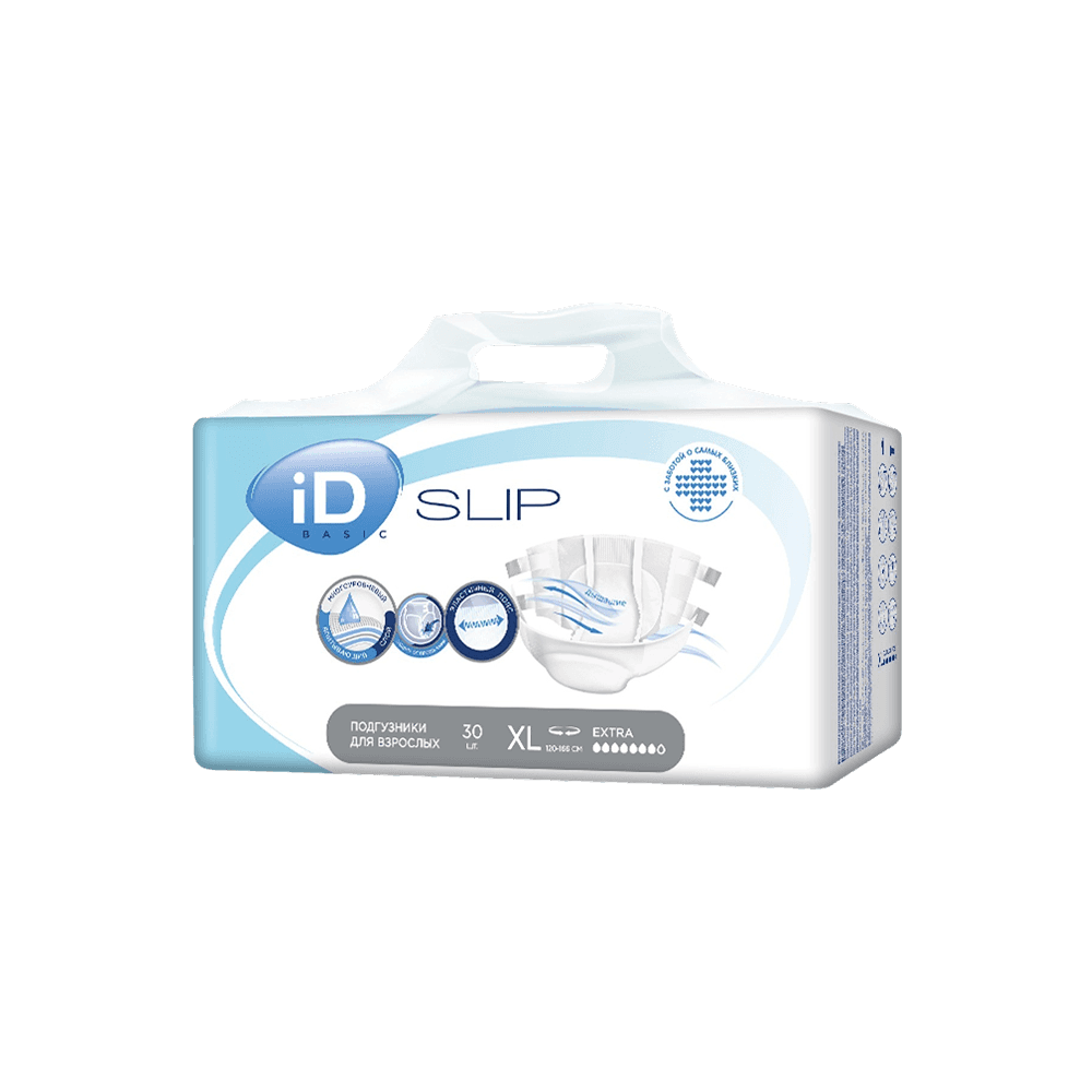 Ересектерге арналған памперстер iD SLIP BASIC Extra Large 120-166 см, 30 дана
