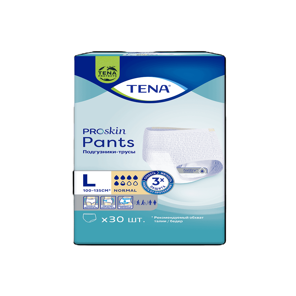Подгузники-трусы TENA ProSkin Pants Normal L 100 до 135 см 30 шт