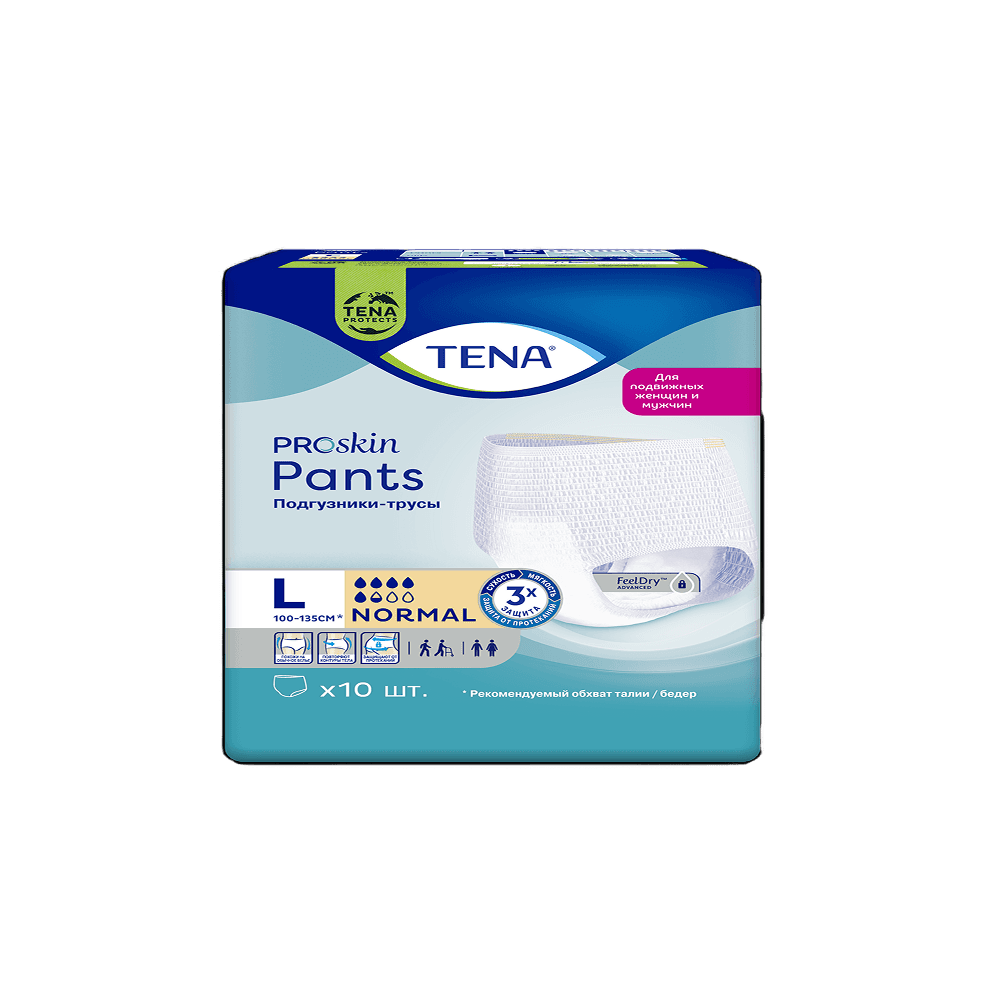 Подгузники-трусы TENA ProSkin Pants Normal L 100 до 135 см 10 шт