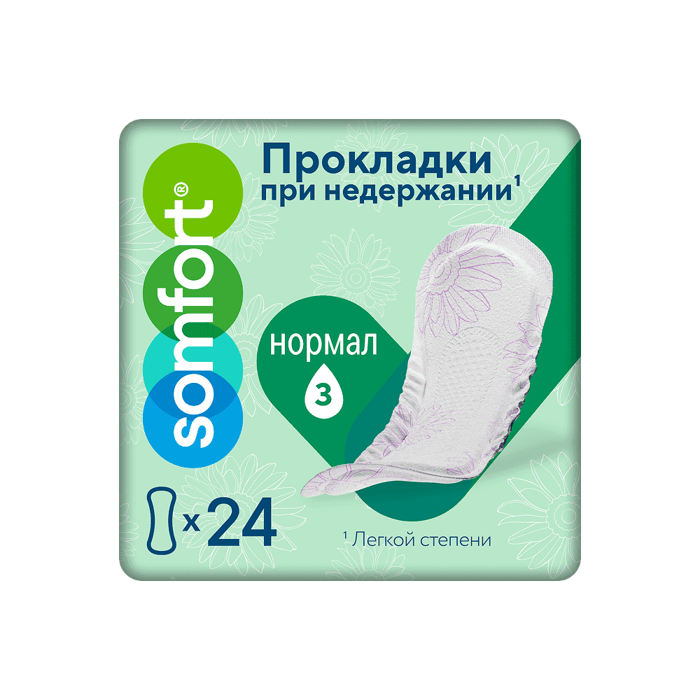 Урологические прокладки Somfort Lady Active Normal 24 шт..3 Капли
