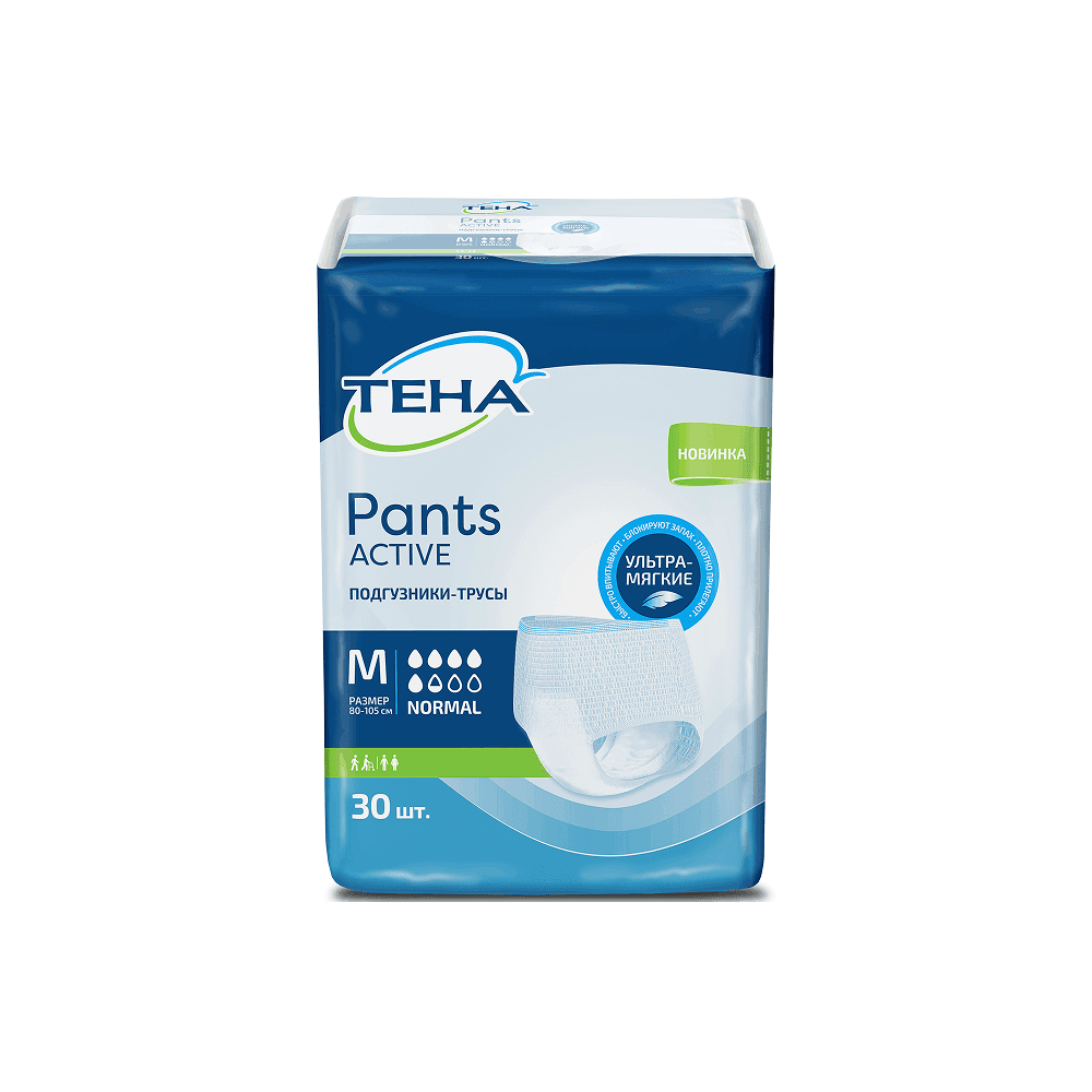 Подгузники - Трусы для взрослых ТЕНА Pants Active Normal Medium, объем талии 80-105 см, 30 шт.