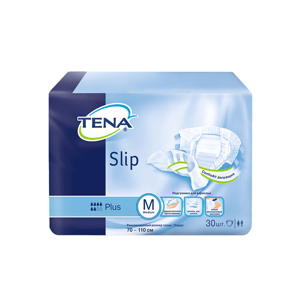 Подгузники для взрослых ТЕNА Slip Plus M дыш. 70-110 см, 30шт