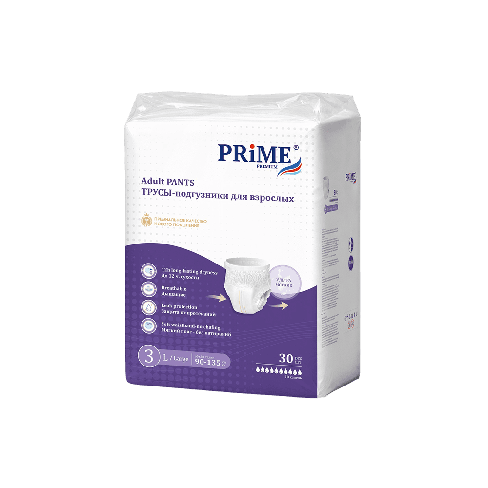 Подгузники-трусы PRIME PREMIUM L 90-135. 30 шт