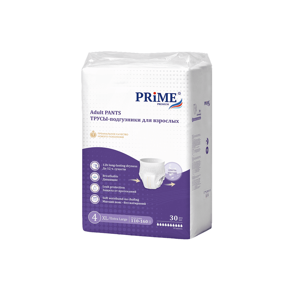Подгузники-трусы PRIME PREMIUM XL 110-160. 30 шт
