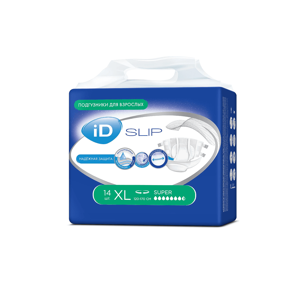 Ересектерге арналған памперстер iD Slip Super XL 120-170 см, 14 дана