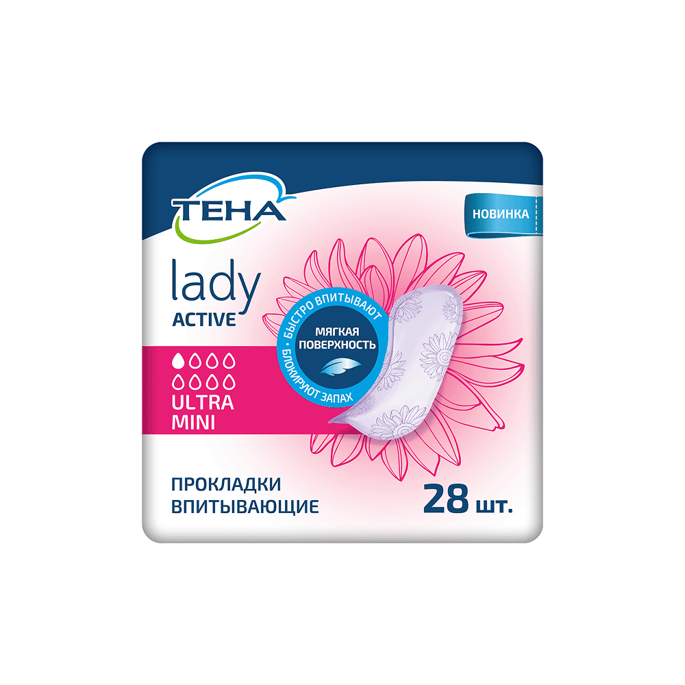 Урологиялық жастықшалар TENA Lady Active Ultra Mini 28 дана. 1 тамшы
