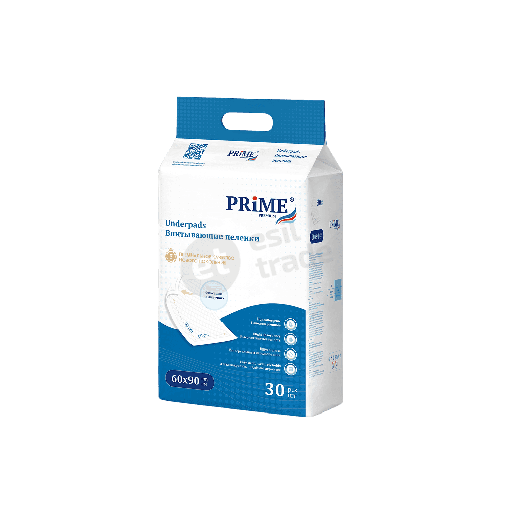 Бір рет қолданылатын сіңіргіш жаялықтар PRIME PREMIUM 60x90 пакет - 30 дана