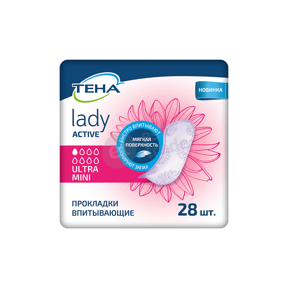Урологиялық жастықшалар TENA Lady Active Ultra Mini 28 дана. 1 тамшы