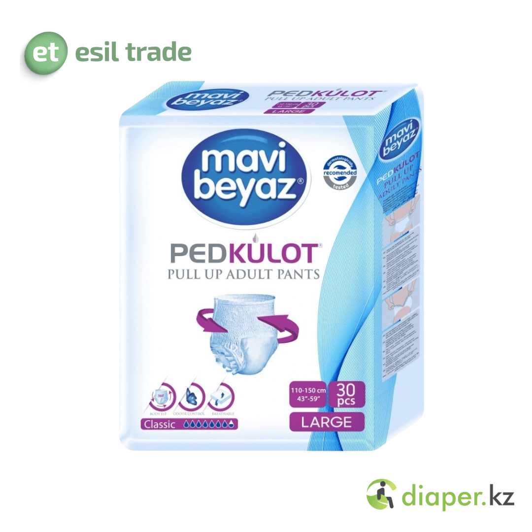 Подгузники - Трусы для взрослых MAVI BEYAZ LARGE 30 PCS 8 капель