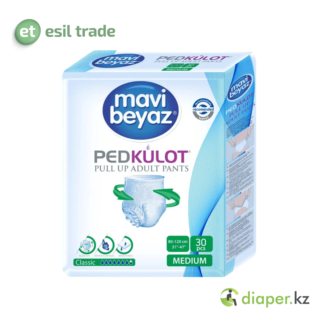 Подгузники - Трусы для взрослых MAVI BEYAZ MEDIUM 30 PCS 8 капель