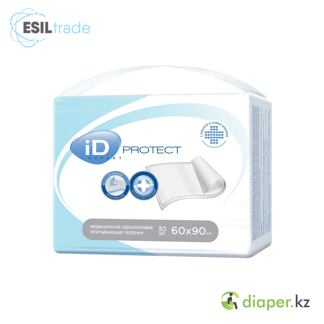 Пеленки одноразовые впитывающие iD Expert Protect 60x90 уп - 30 шт