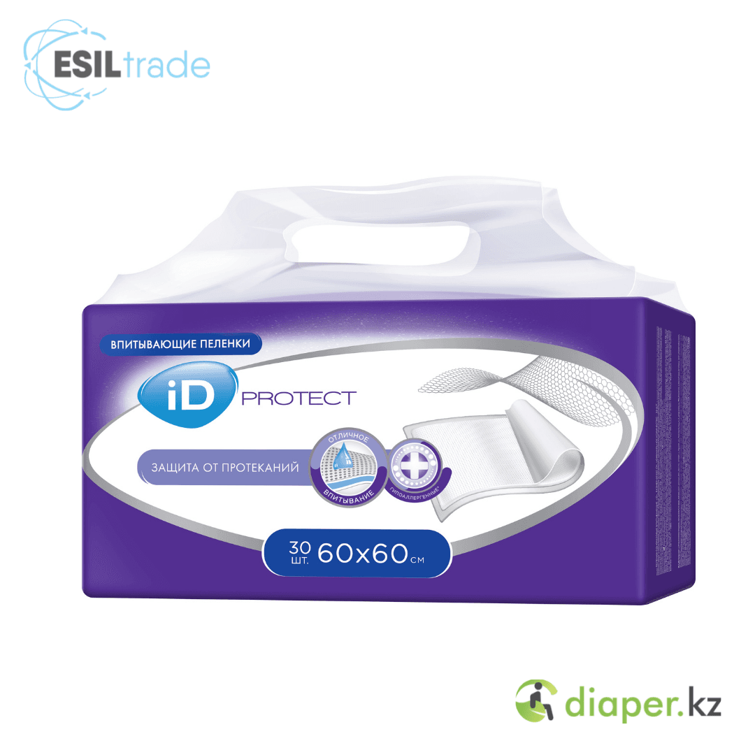 Пеленки одноразовые впитывающие iD Protect 60х60 уп - 30шт